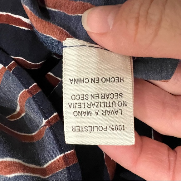 Pink owl Blue and Burgundy Striped Zipper Dress - Picture 9 of 9